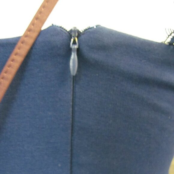 LULUS NAVY BLUE SKATER DRESS EYELASH LACE TRIM - Picture 6 of 10